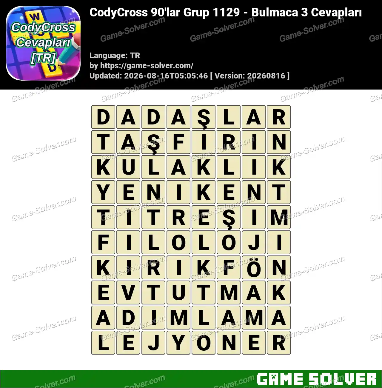 CodyCross 90’lar Grup 1129 – Bulmaca 3 Cevapları